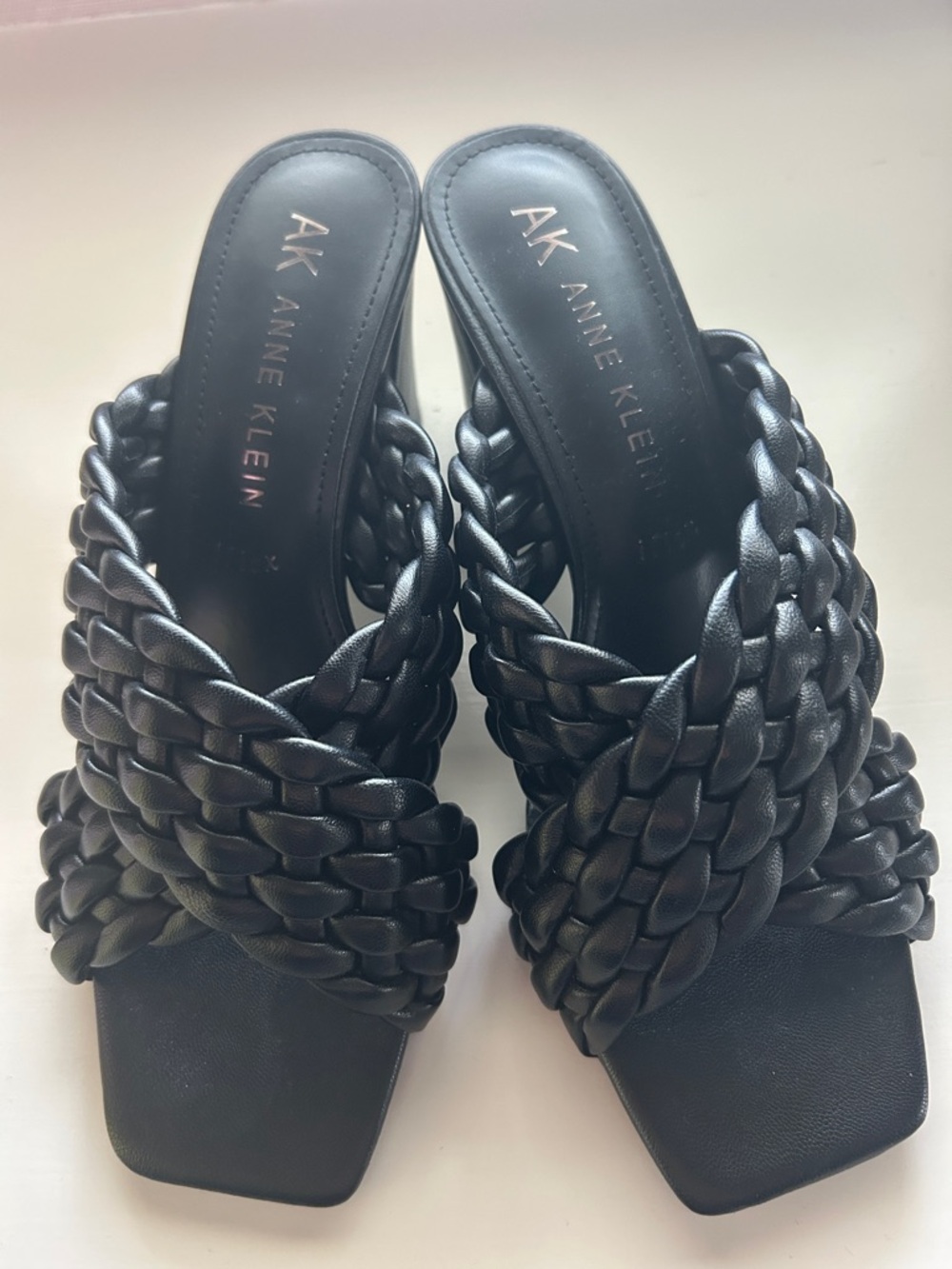 Anne Klein Black Mules with Braided Design 9